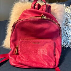 Michael Kors Cherry pink Backpack with Gold Accents